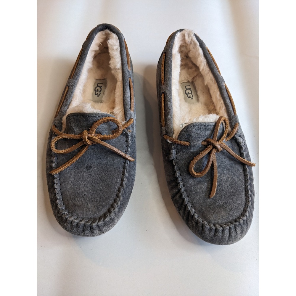 UGG Dakota Moccasin Slippers Wool lined Pewter Grey Women's Size 8 (S/N 5612)